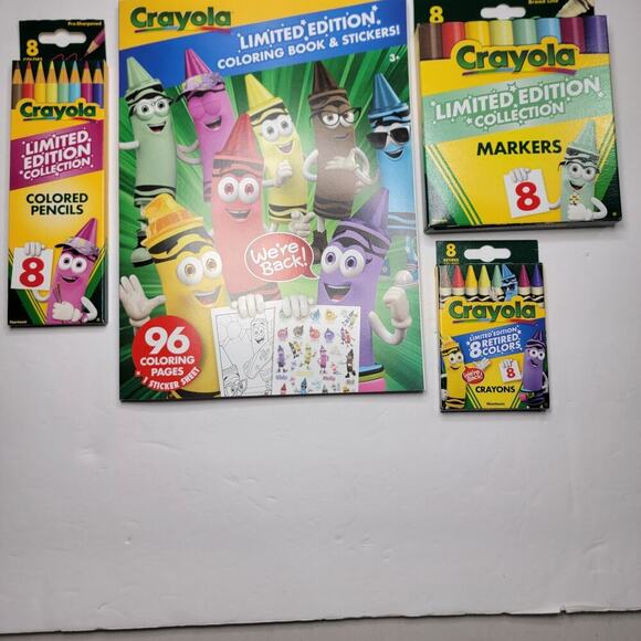 Crayola Limited Edition Crayons Markers Colored Pencils Coloring Book Bundle - Picture 3 of 10